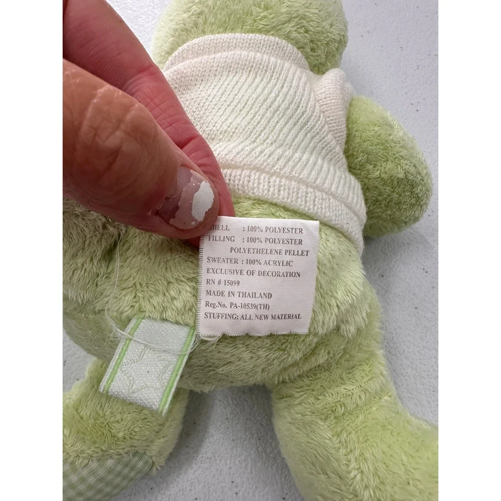 Little Wonders Bunny Plush Green Rabbit Stuffed Animal Sweater 10in Kids Rattle